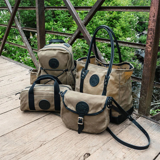 Lake Ontario Utility Bag Black Trim and Waxed Khaki Group photo