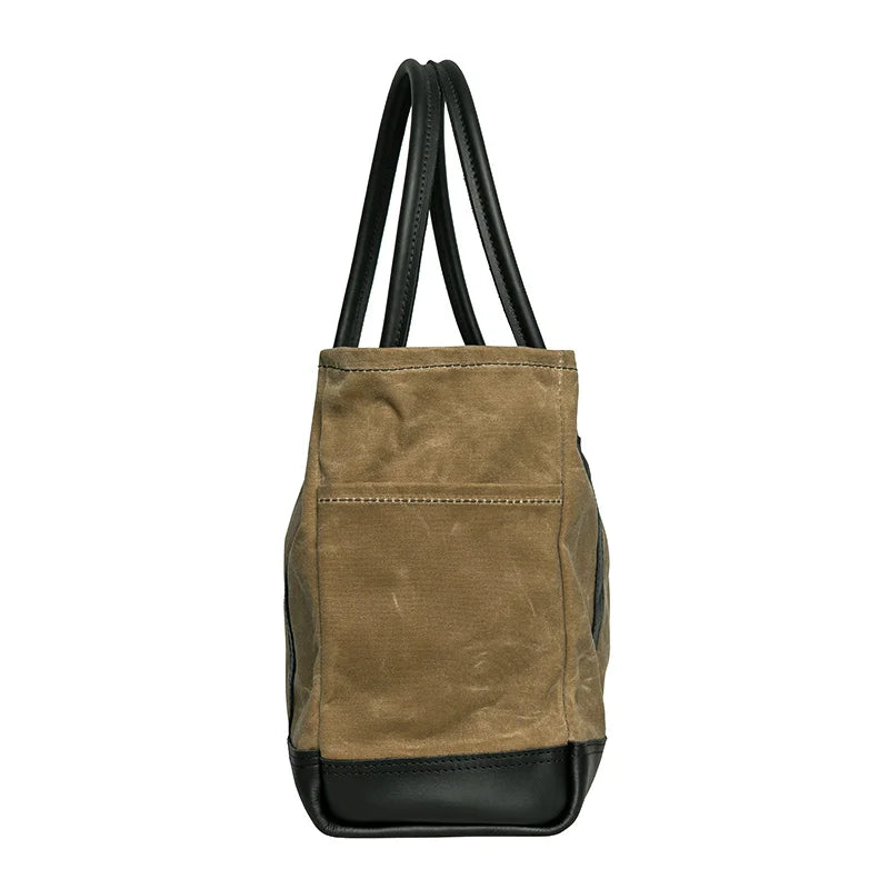 Lake Ontario Highlander Tote Black Trim and Wax Khaki Side
