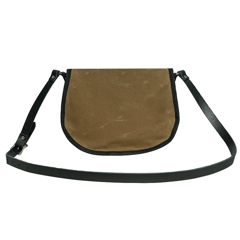 Lake Ontario Medium Shell Purse Black Trim and Wax Khaki Back