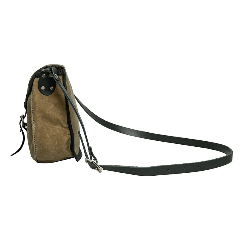 Lake Ontario Medium Shell Purse Black Trim and Wax Khaki Side