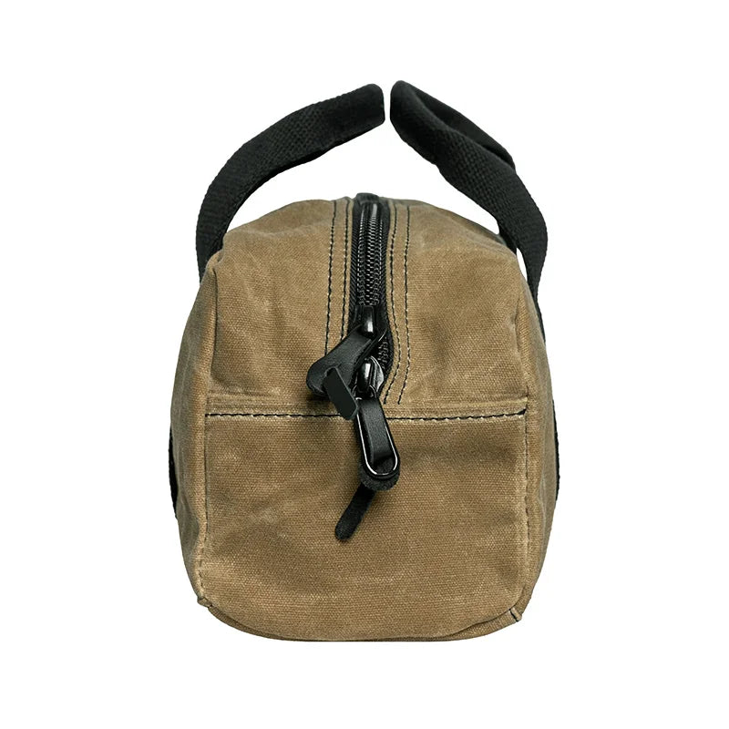 Lake Ontario Utility Bag Black Trim and Waxed Khaki Side