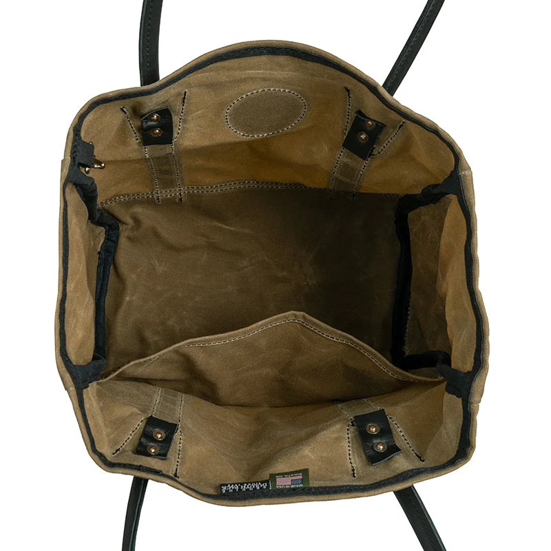 Lake Ontario Highlander Tote Black Trim and Wax Khaki Inside